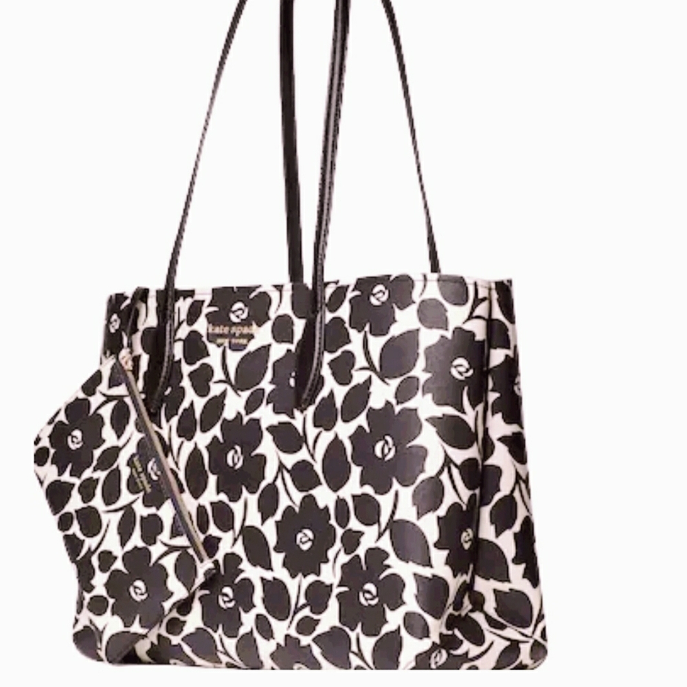 Kate Spade Black and Cream Flower Print Tote